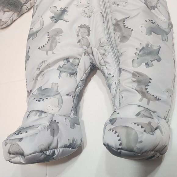 First Wish baby snowsuit bunting sz 3-6 months Hooded Dinosaur print - Picture 2 of 12